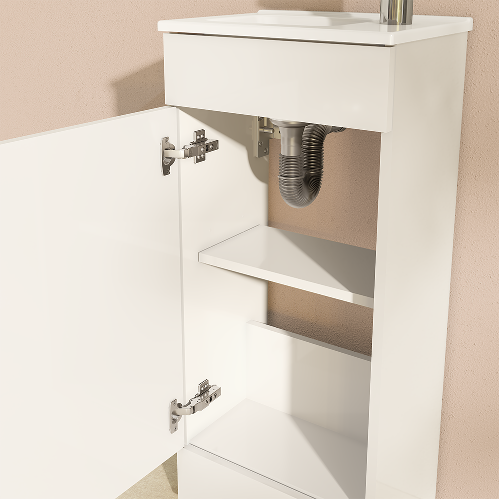 VitrA Evi Gloss White 400mm Compact Floor Standing 1-Door Vanity Unit - Image 2
