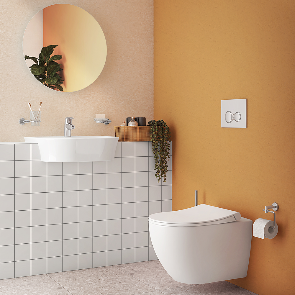 VitrA Evi Semi Recessed 450mm Compact Washbasin - 1 Tap Hole - Image 4