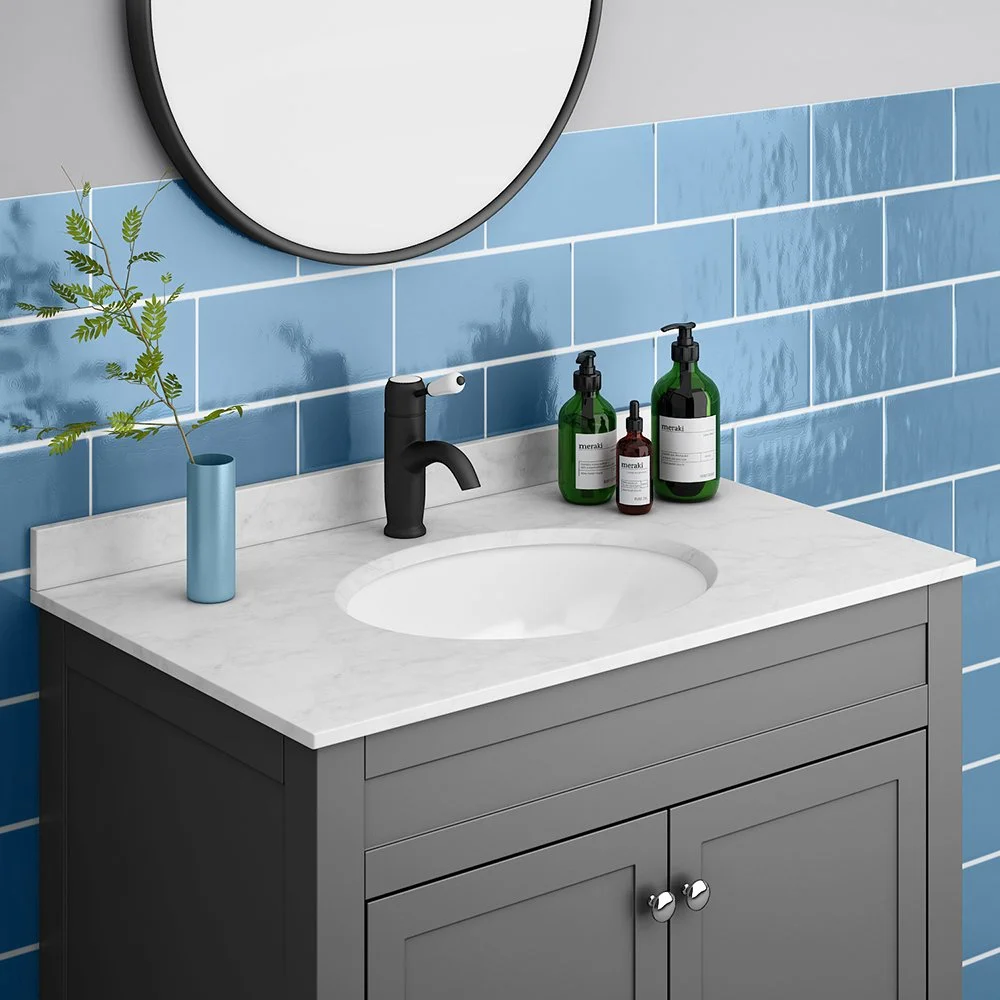 Trafalgar Insert Basin with Marble Effect Worktop (810 x 500mm - 1 Tap Hole)