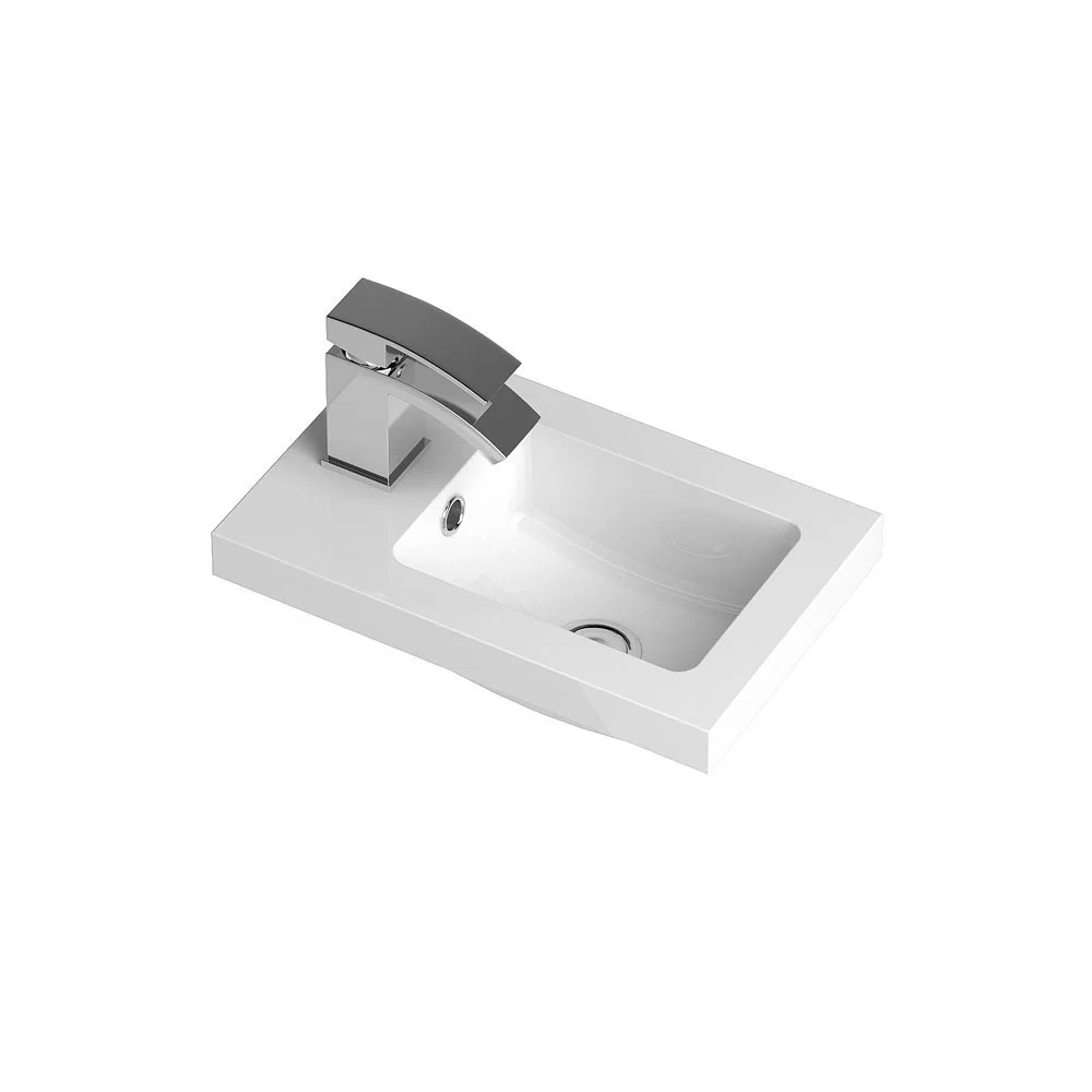 Apollo2 405mm Gloss Grey Compact Floor Standing Vanity Unit w. Matt Black Handle - Image 4