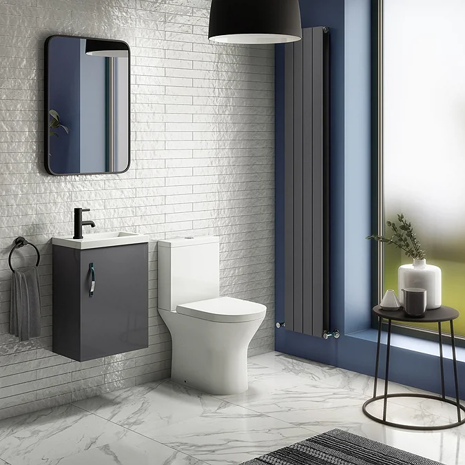 Apollo2 405mm Gloss Grey Compact Wall Hung Vanity Unit - Image 3