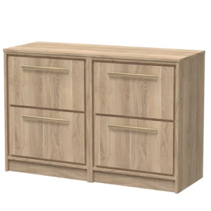 Arezzo Moda 1205mm Rustic Oak Floor Standing 4 Drawer Countertop Vanity Unit with Brushed Brass Handles