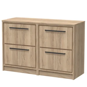 Arezzo Moda 1205mm Rustic Oak Floor Standing 4 Drawer Countertop Vanity Unit with Matt Black Handles