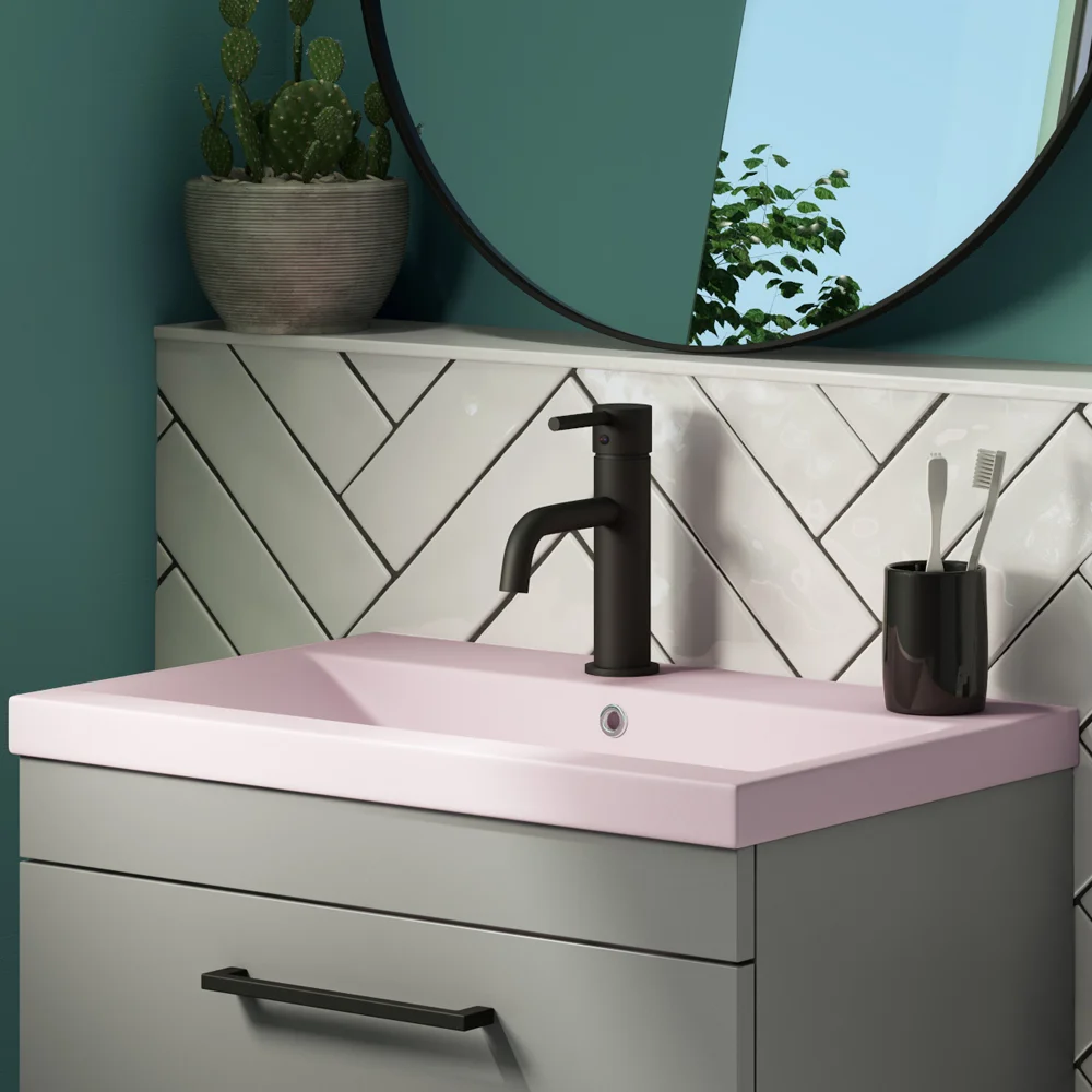 Arezzo 610 x 395mm Matt Pink Rectangular Mid-Edged Inset Basin - Image 2
