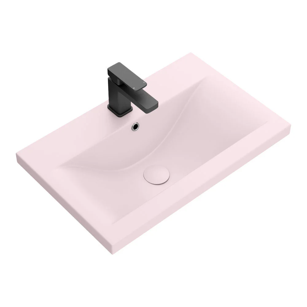 Arezzo 610 x 395mm Matt Pink Rectangular Mid-Edged Inset Basin - Image 3