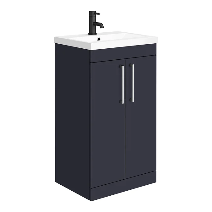 Arezzo 500 Matt Blue Floor Standing Vanity Unit with Chrome Handles