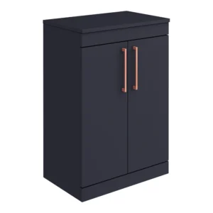 Arezzo Floor Standing Countertop Vanity Unit - Matt Blue - 600mm with Rose Gold Handles