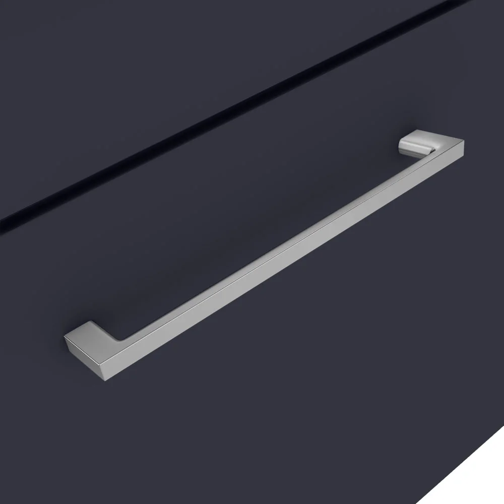 Arezzo Wall Hung Countertop Vanity Unit - Matt Blue - 600mm with Chrome Handle - Image 4