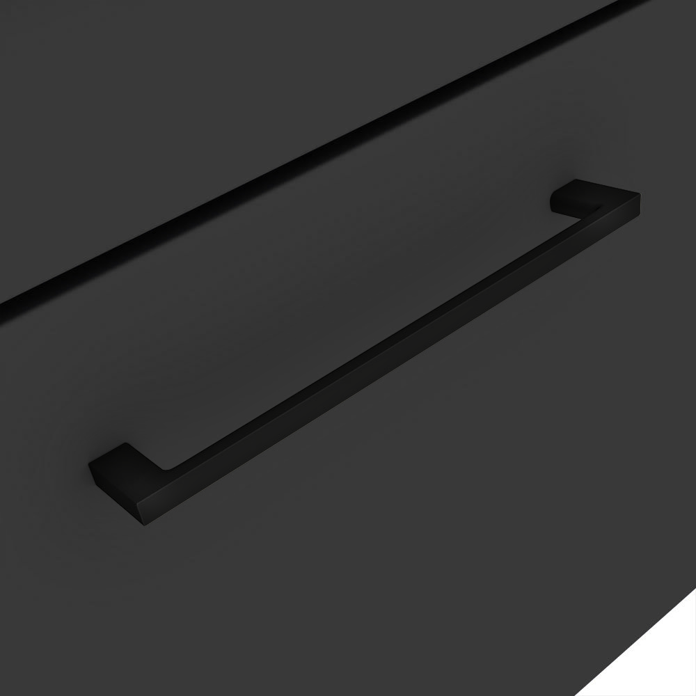 Arezzo Wall Hung Countertop Vanity Unit - Matt Black - 500mm with Matt Black Handle - Image 3