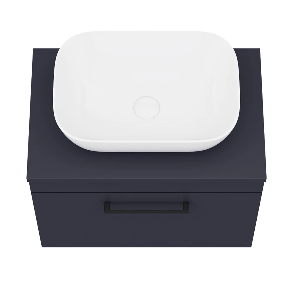 Arezzo Wall Hung Countertop Basin Unit – Blue with Black Handle – 600mm ...