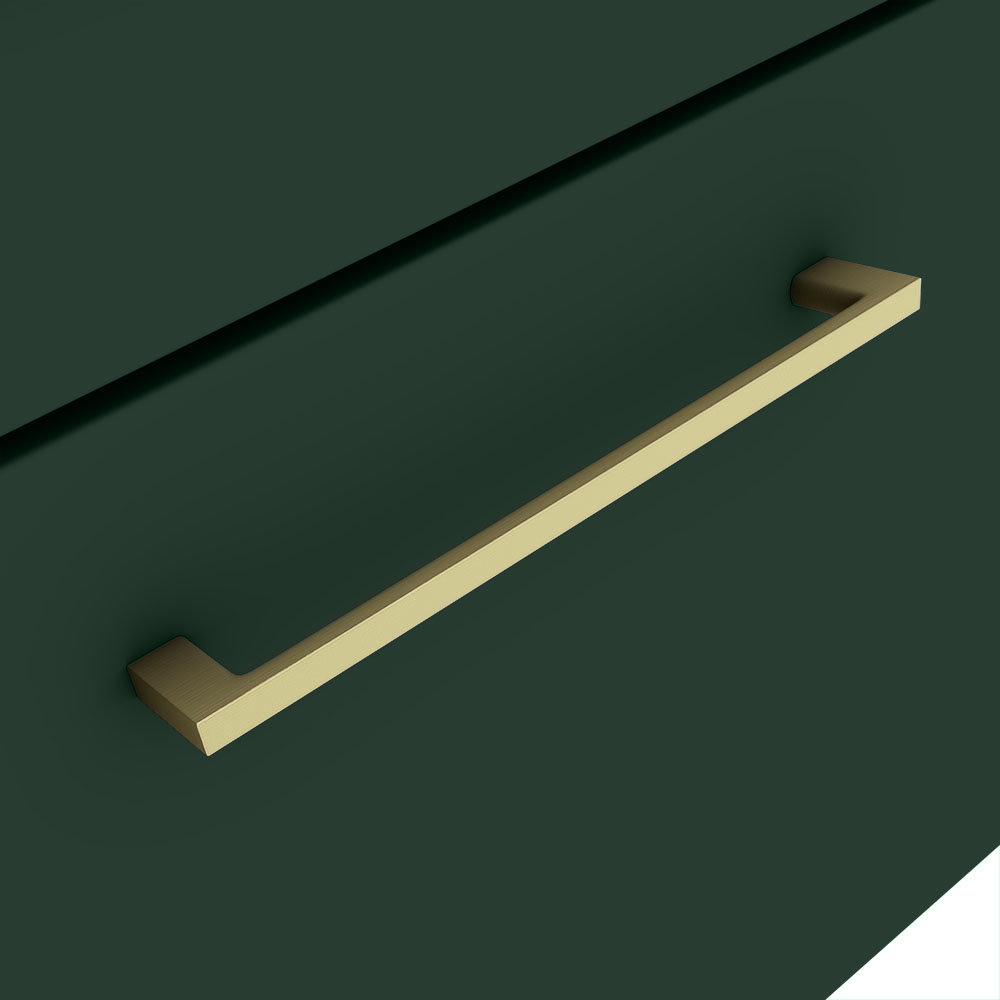 Arezzo Wall Hung Countertop Vanity Unit - Matt Dark Green - 600mm with Brushed Brass Handle - Image 2