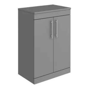 Arezzo Floor Standing Countertop Vanity Unit - Matt Grey - 600mm with Industrial Style Chrome Handles