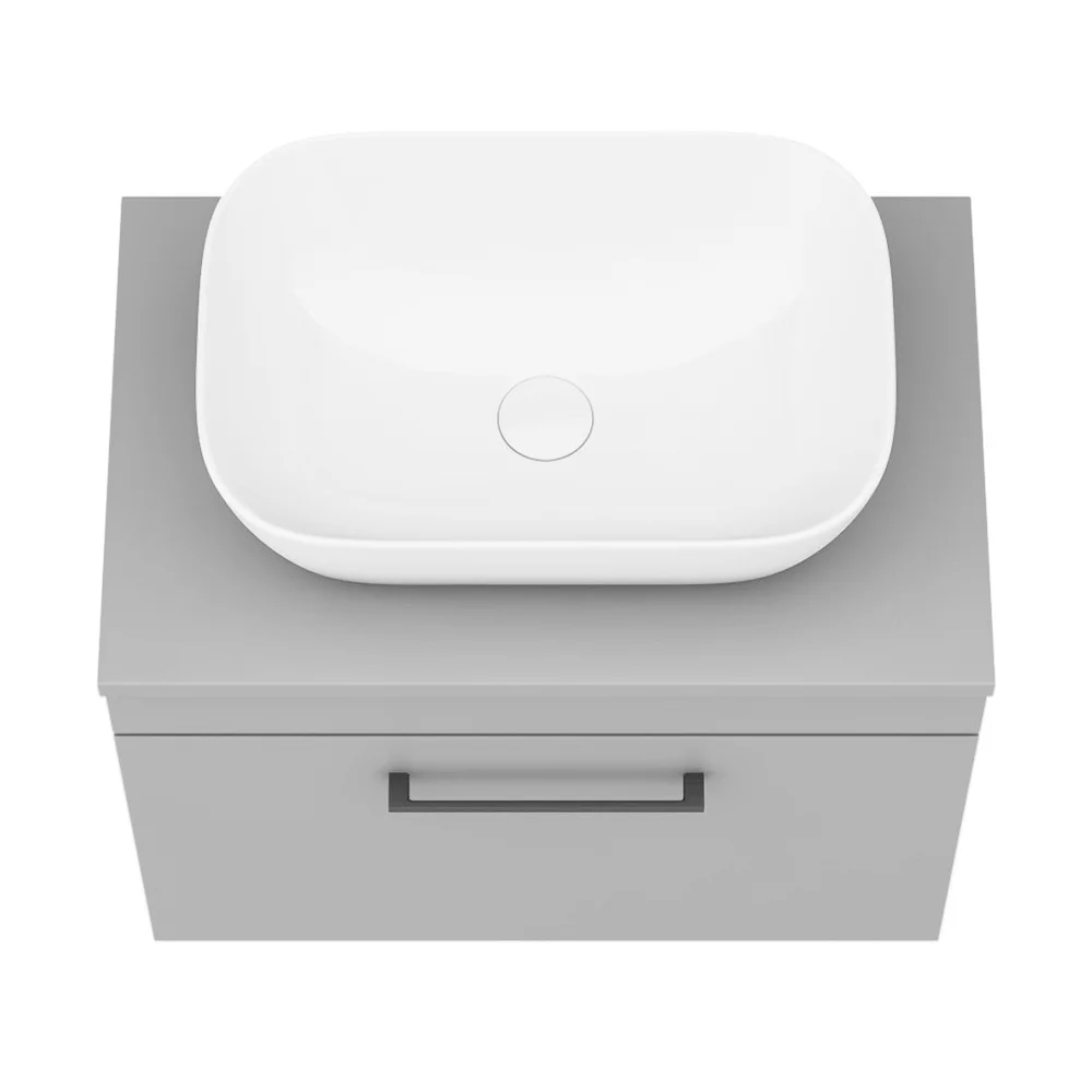 Arezzo Wall Hung Countertop Basin Unit - Grey with Black Handle - 600mm inc. Basin - Image 2