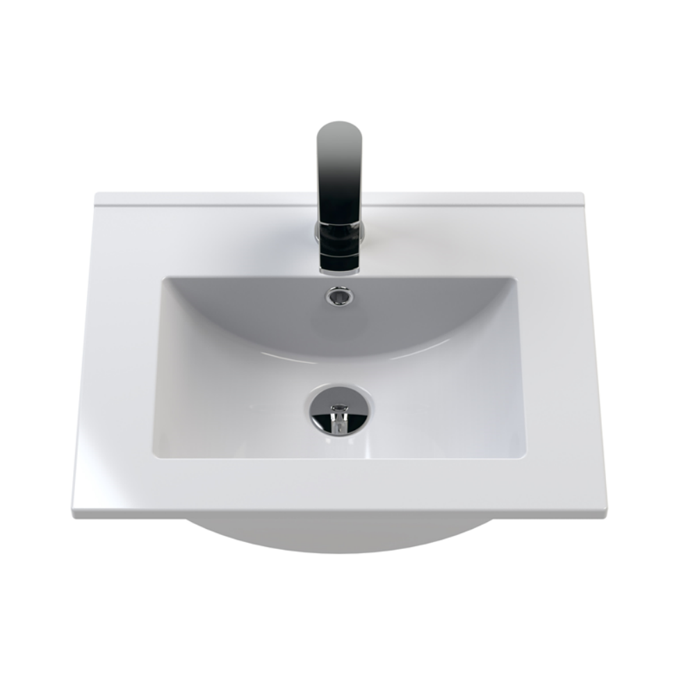 Arezzo 500 Matt Black Floor Standing Vanity Unit with White Slimline Basin + Matt Black Handles - Image 2