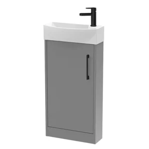 Arezzo Matt Grey 450mm 1TH Floor Standing Cloakroom Vanity Unit With Matt Black Handle