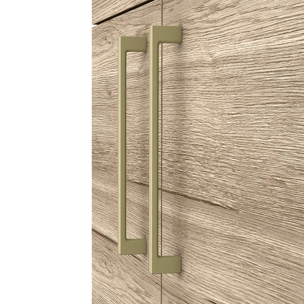 Arezzo Floor Standing Vanity Unit - Rustic Oak - 500mm with Brushed Brass Handles - Image 2