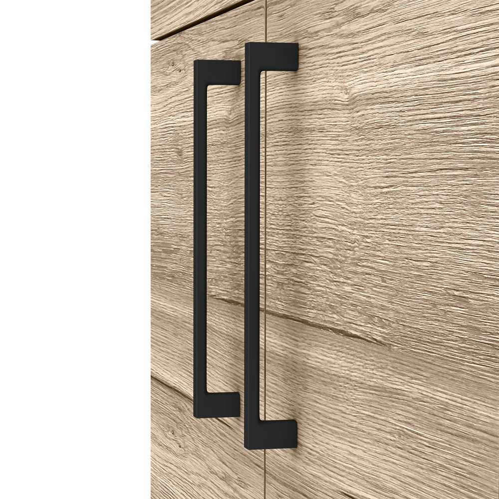 Arezzo Floor Standing Vanity Unit - Rustic Oak - 500mm with Matt Black Handles - Image 2