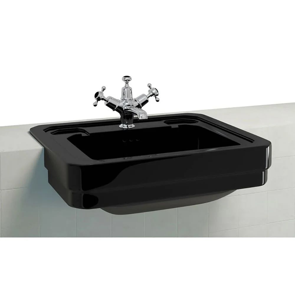 Burlington Jet Black 58cm Semi-Recessed Basin