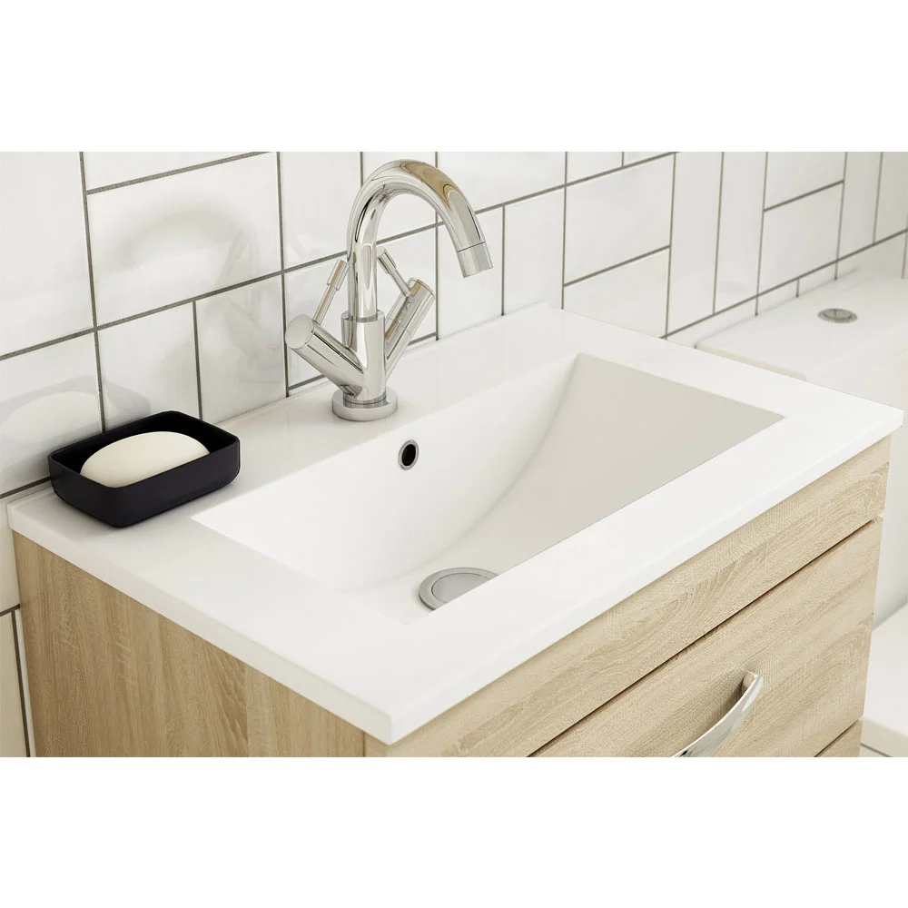 Nuie 600mm Minimalist Ceramic Inset Basin - Image 2