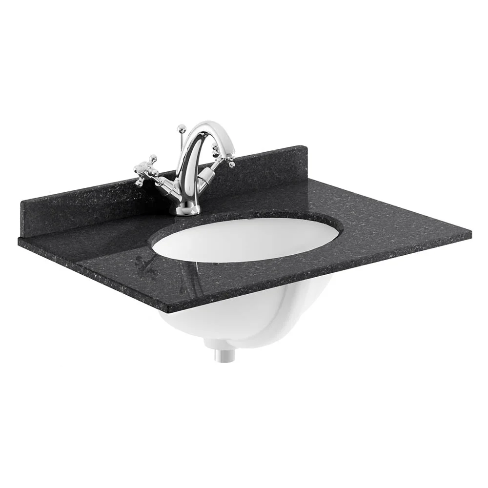 Bayswater 800mm 1TH Black Marble Single Bowl Basin Top