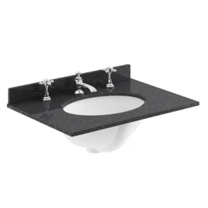 Bayswater 600mm 3TH Black Marble Single Bowl Basin Top