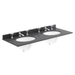 Bayswater 1200mm 3TH Black Marble Double Bowl Basin Top