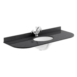 Bayswater 1200mm 1TH Curved Black Marble Single Bowl Basin Top