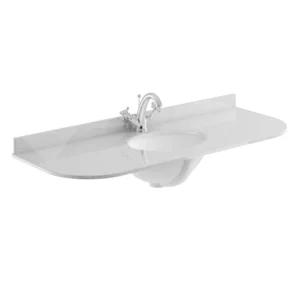 Bayswater 1200mm 1TH Curved Grey Marble Single Bowl Basin Top