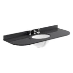 Bayswater 1200mm 3TH Curved Black Marble Single Bowl Basin Top
