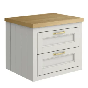 Chatsworth 545mm Grey Wall Hung Countertop Vanity with Beech Worktop & Brushed Brass Handles