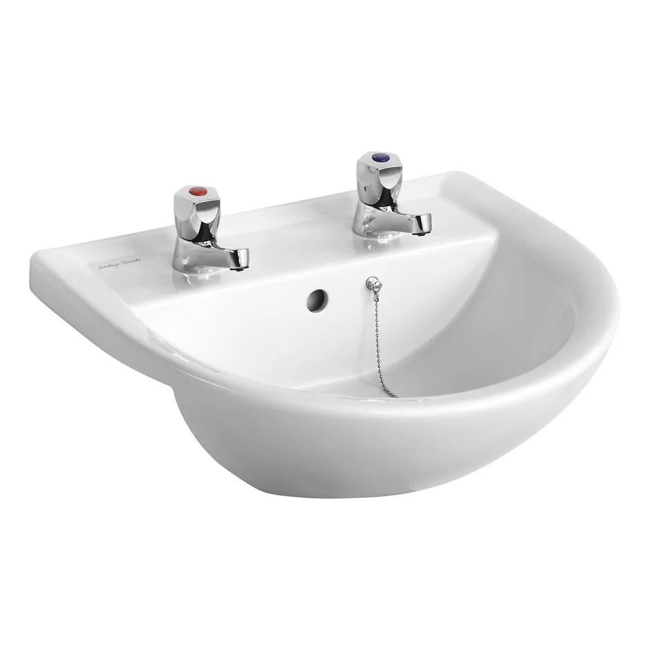 Armitage Shanks Sandringham 21 50cm Semi-Countertop Washbasin 2 Tap Hole (With Chainstay Hole) - Image 2