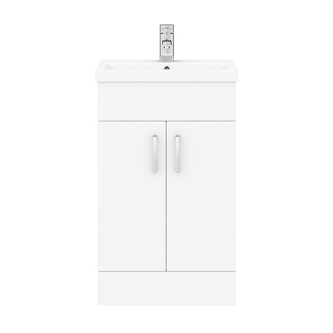 Toreno Basin Unit - 500mm Modern High Gloss White with Mid Edged Basin - Image 5