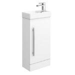 AquaSure Milan Small Floor Standing PVC Vanity Basin Unit Gloss White (W400 x D220mm) 100% Waterproof