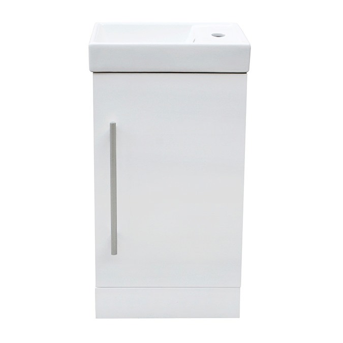 AquaSure Milan Small Floor Standing PVC Vanity Basin Unit Gloss White (W400 x D220mm) 100% Waterproof - Image 3