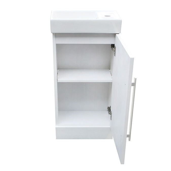 AquaSure Milan Small Floor Standing PVC Vanity Basin Unit Gloss White (W400 x D220mm) 100% Waterproof - Image 5