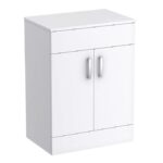Toreno Floor Standing Countertop Vanity Unit - Gloss White - 605mm with Chrome Handles