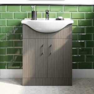 Orchard Lea Avola Grey 650mm Vanity Unit and Ceramic Basin