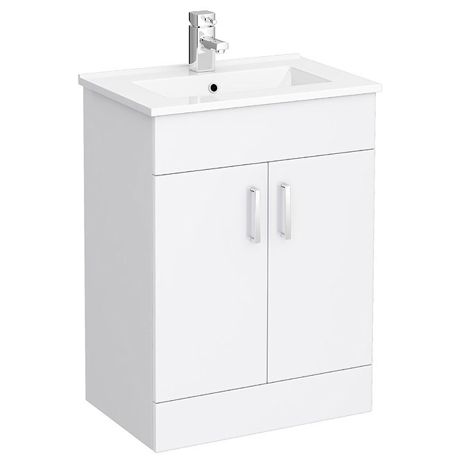 Toreno Vanity Sink With Cabinet - 600mm Modern High Gloss White