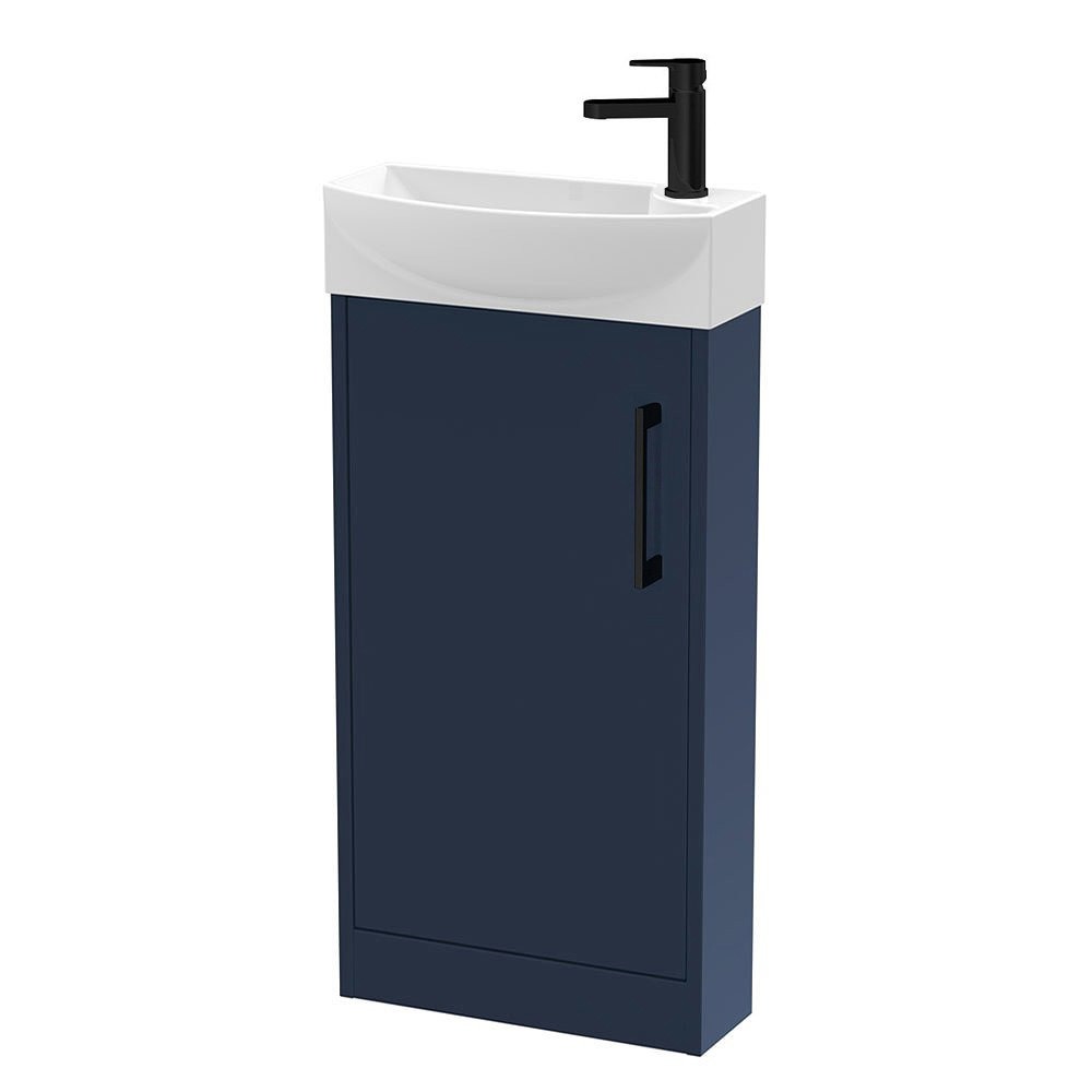 Arezzo Matt Blue 450mm 1TH Floor Standing Cloakroom Vanity Unit With Matt Black Handle - Image 4