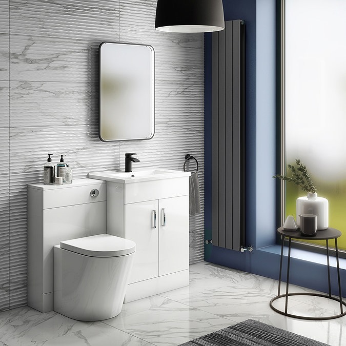 Toreno Vanity Sink With Cabinet - 600mm Modern High Gloss White - Image 2