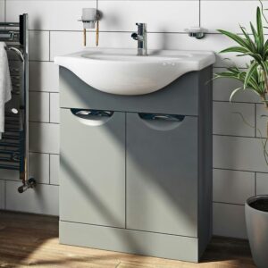 Orchard Elsdon Stone Grey 650mm Floor Standing Vanity Unit with Ceramic Basin
