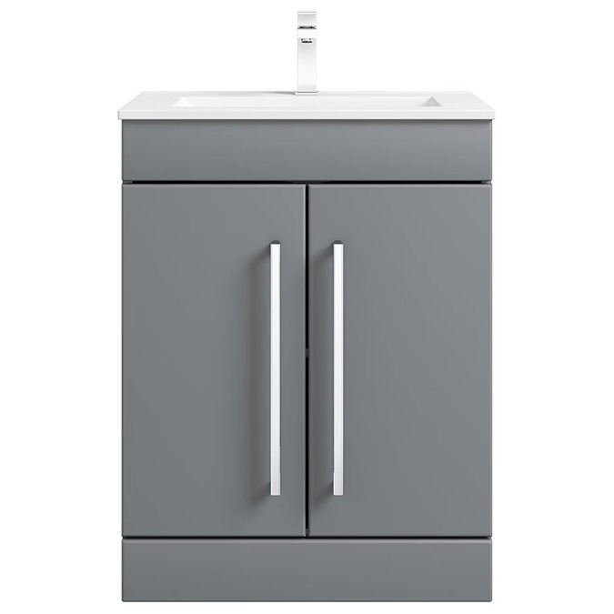 Orchard Derwent Stone Grey 600mm Floor Standing Vanity Unit with Ceramic Basin - Image 5