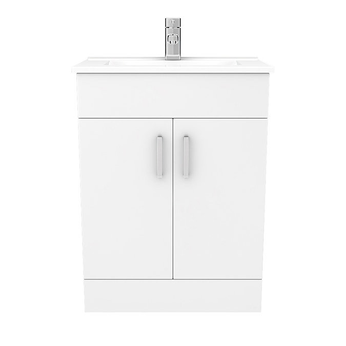 Toreno Vanity Sink With Cabinet - 600mm Modern High Gloss White - Image 4