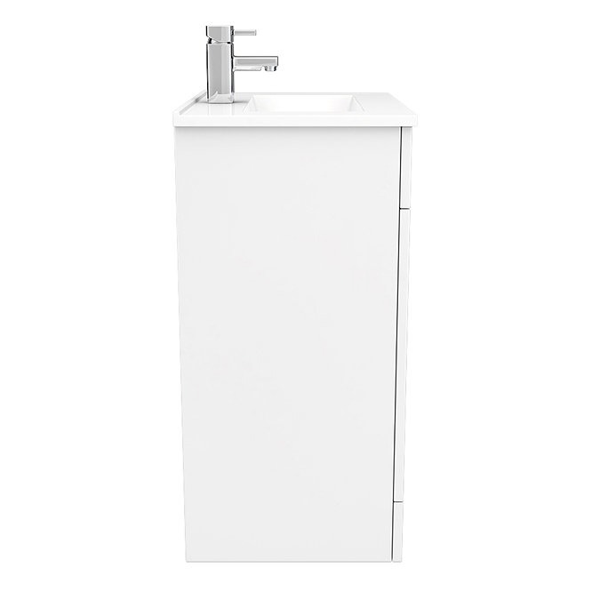 Toreno Vanity Sink With Cabinet - 600mm Modern High Gloss White - Image 5