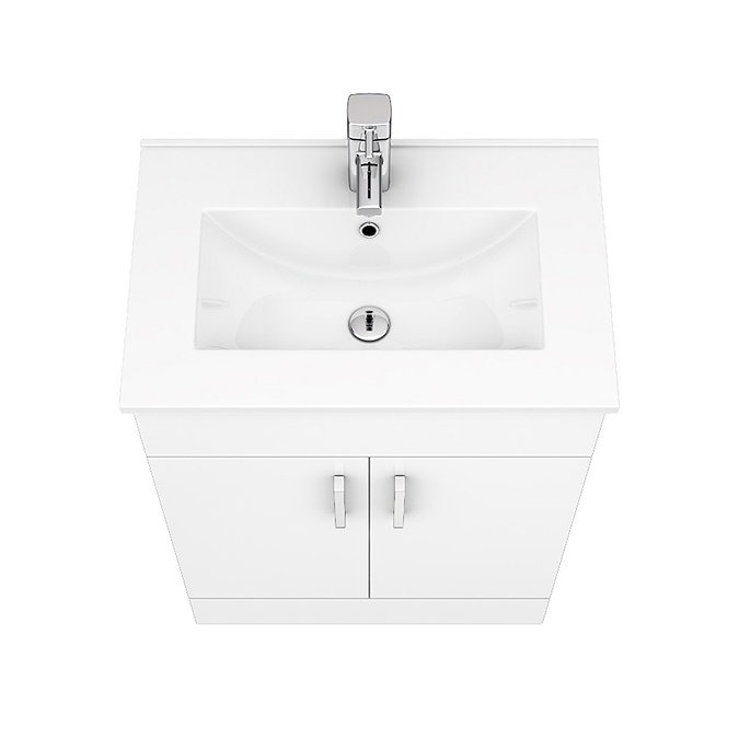 Toreno Vanity Sink With Cabinet - 600mm Modern High Gloss White - Image 6