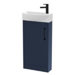 Arezzo Matt Blue 450mm 1TH Floor Standing Cloakroom Vanity Unit With Matt Black Handle