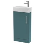 Arezzo Matt Teal Green 450mm 1TH Floor Standing Cloakroom Vanity Unit
