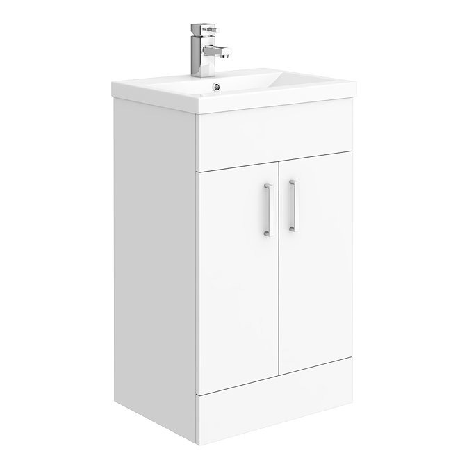 Toreno Basin Unit - 500mm Modern High Gloss White with Mid Edged Basin