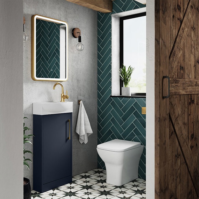 Arezzo Matt Blue 450mm 1TH Floor Standing Cloakroom Vanity Unit - Image 2