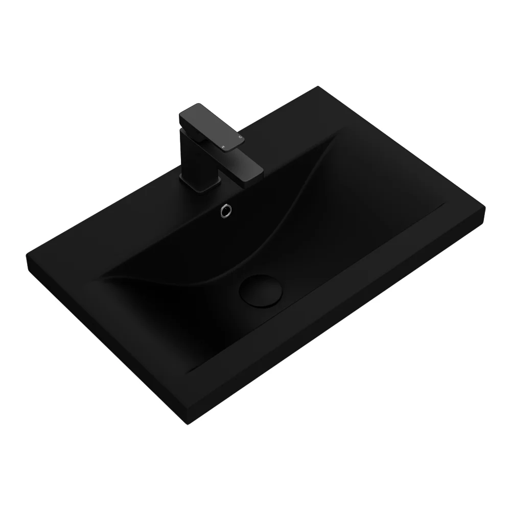 Toreno 600 Basin Unit - High Gloss White with Matt Black Mid Edged Basin - Image 2